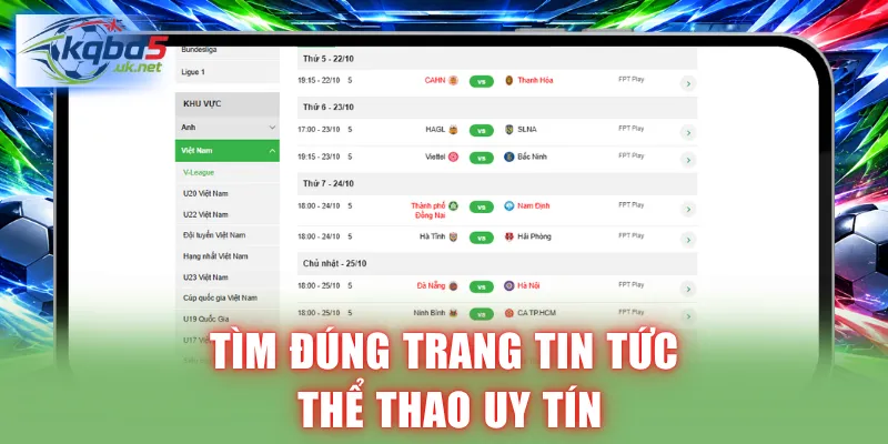 Tìm đúng trang tin tức thể thao uy tín
